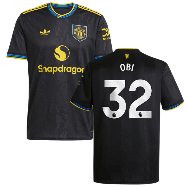 Chido Obi 32 Manchester United 2025-26 Third Match Jersey – Black