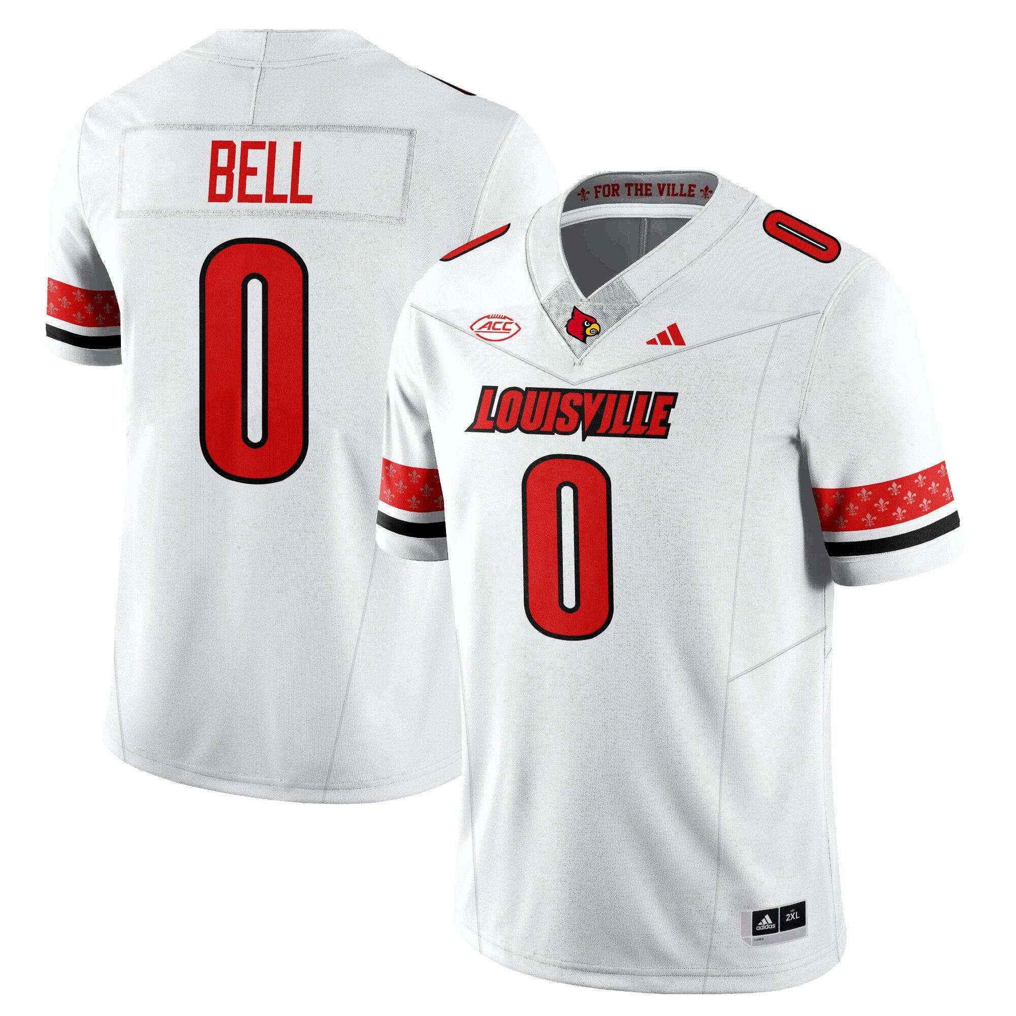 Chris Bell Jersey #0 Louisville Football 2025 Vapor Limited Stitched White