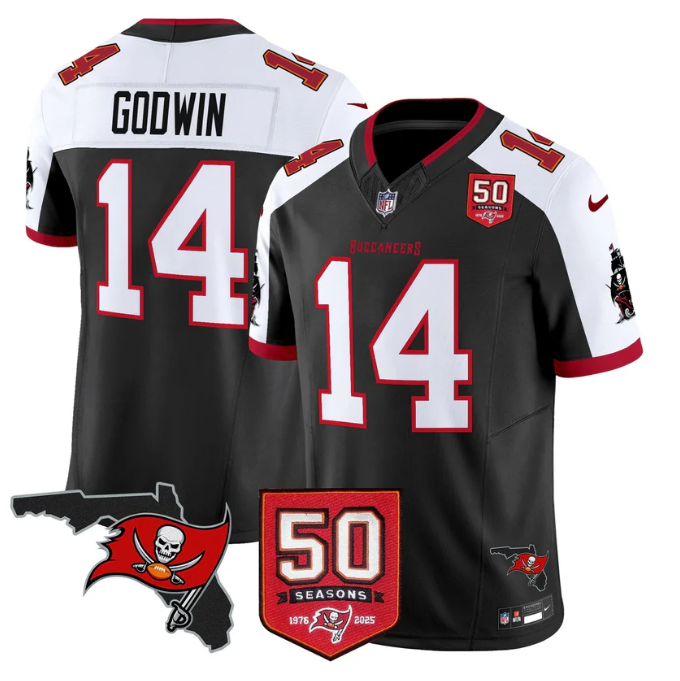 Chris Godwin Jersey #14 50 Seasons 1976-2025 Vapor Limited Stitched Black Alter