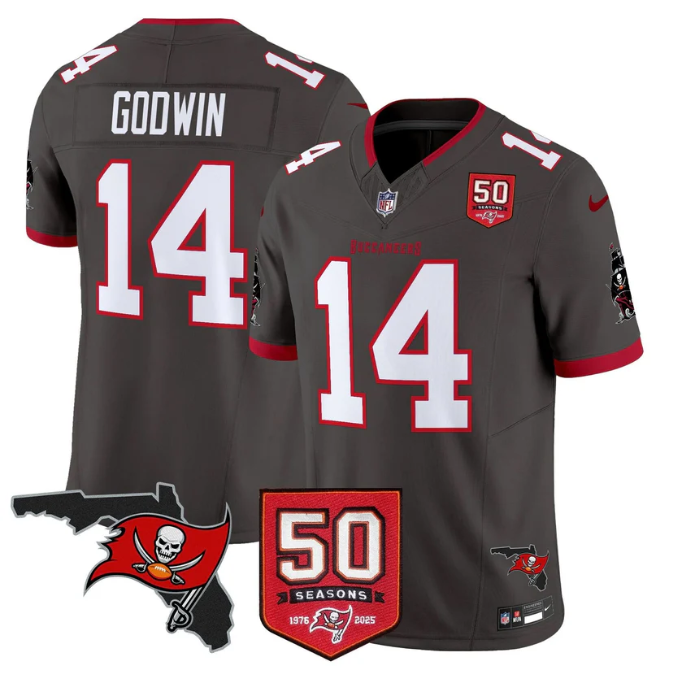 Chris Godwin Jersey #14 50 Seasons 1976-2025 Vapor Limited Stitched Pewter