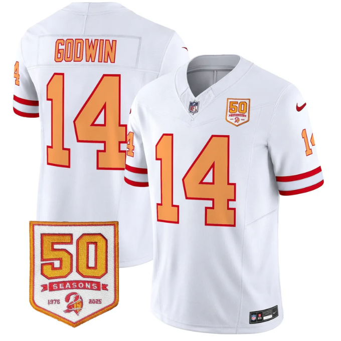 Chris Godwin Jersey #14 50 Seasons 1976-2025 Vapor Limited Stitched White Limited