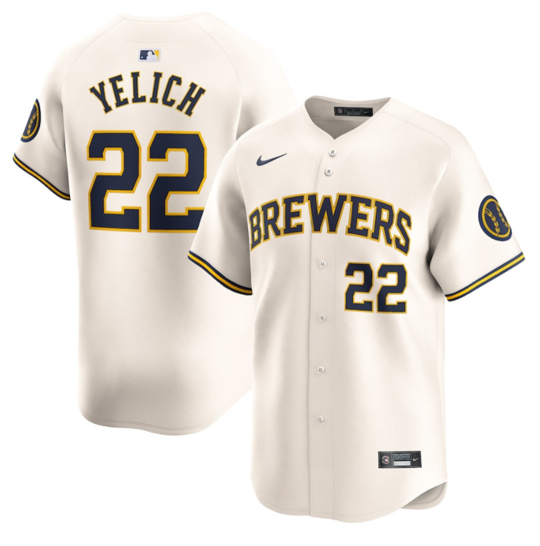 Christian Yelich 22 Milwaukee Brewers Home Limited Jersey - Cream