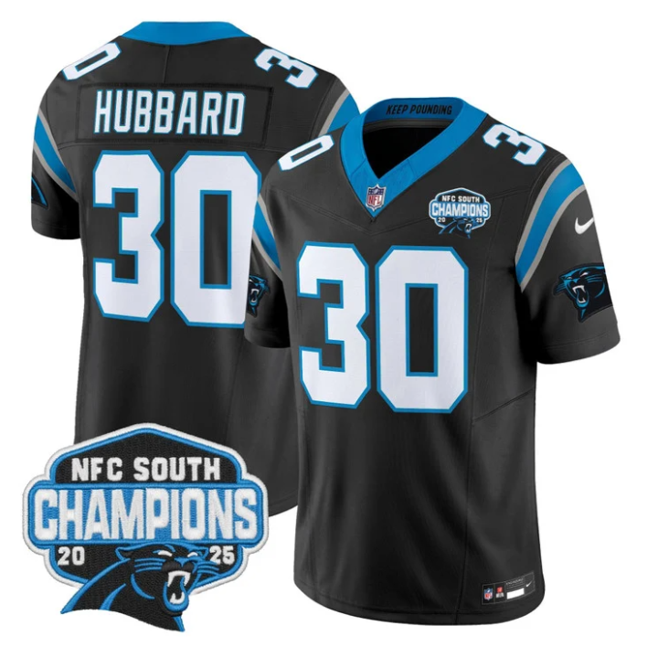 Chuba Hubbard Jersey #30 NFC South Division Champions 2025 Stitched Black