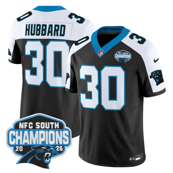 Chuba Hubbard Jersey #30 NFC South Division Champions 2025 Stitched Black Alternate