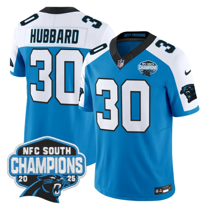 Chuba Hubbard Jersey #30 NFC South Division Champions 2025 Stitched Blue Alternate