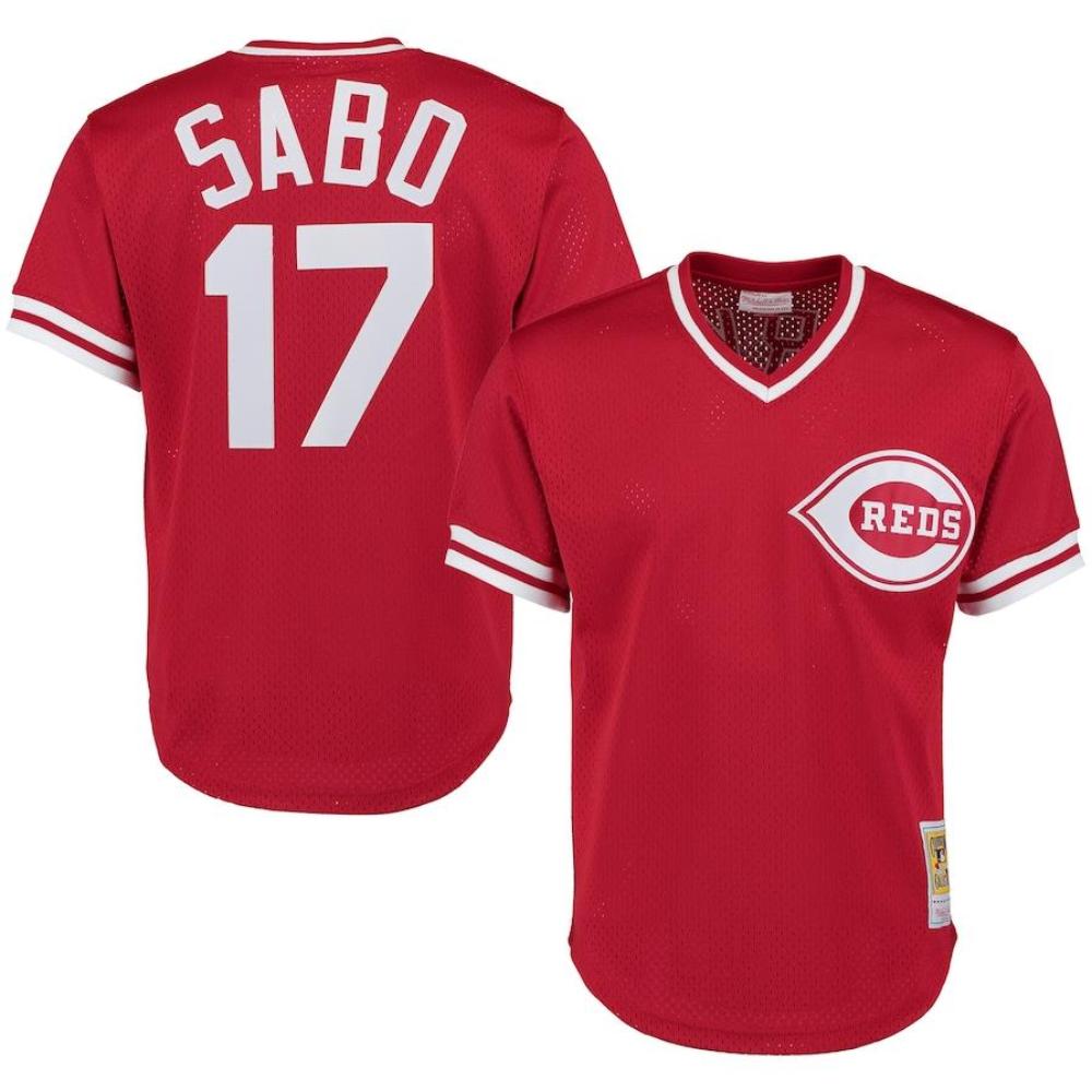 Cincinnati Reds Chris Sabo Red Throwback Mesh Pullover Jersey