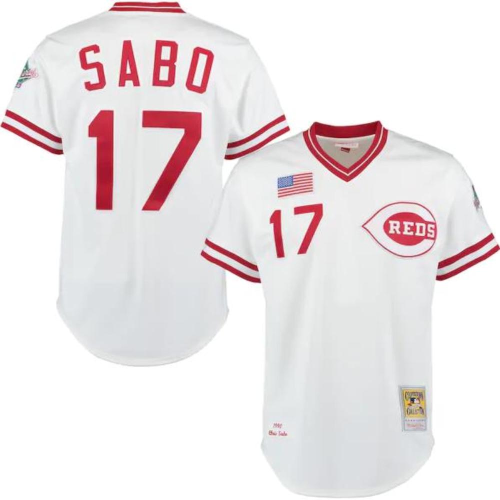 Cincinnati Reds Chris Sabo White 1990 Throwback Pullover Jersey