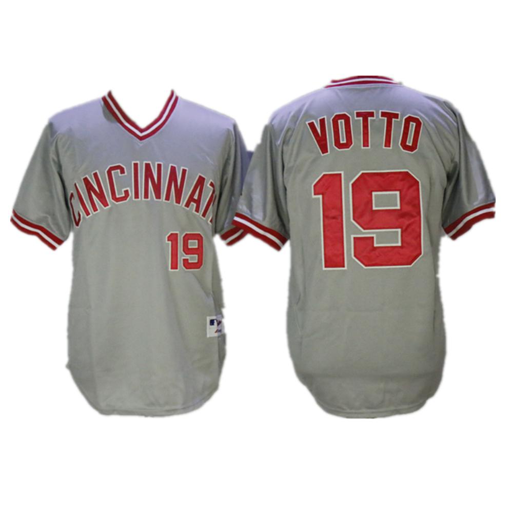 Cincinnati Reds Joey Votto Gray Throwback Pullover Jersey