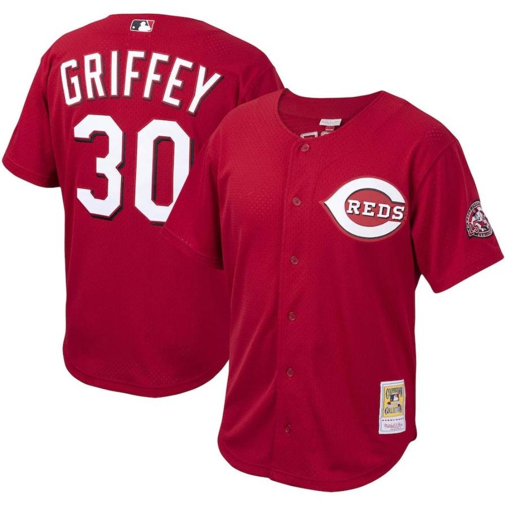 Cincinnati Reds Ken Griffey Jr Red Throwback Mesh Jersey