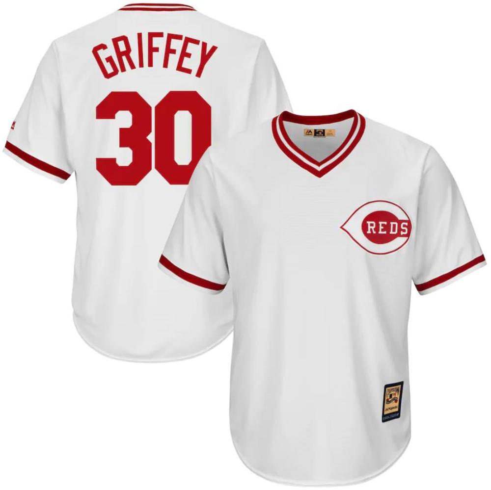 Cincinnati Reds Ken Griffey Jr White Throwback Pullover Jersey