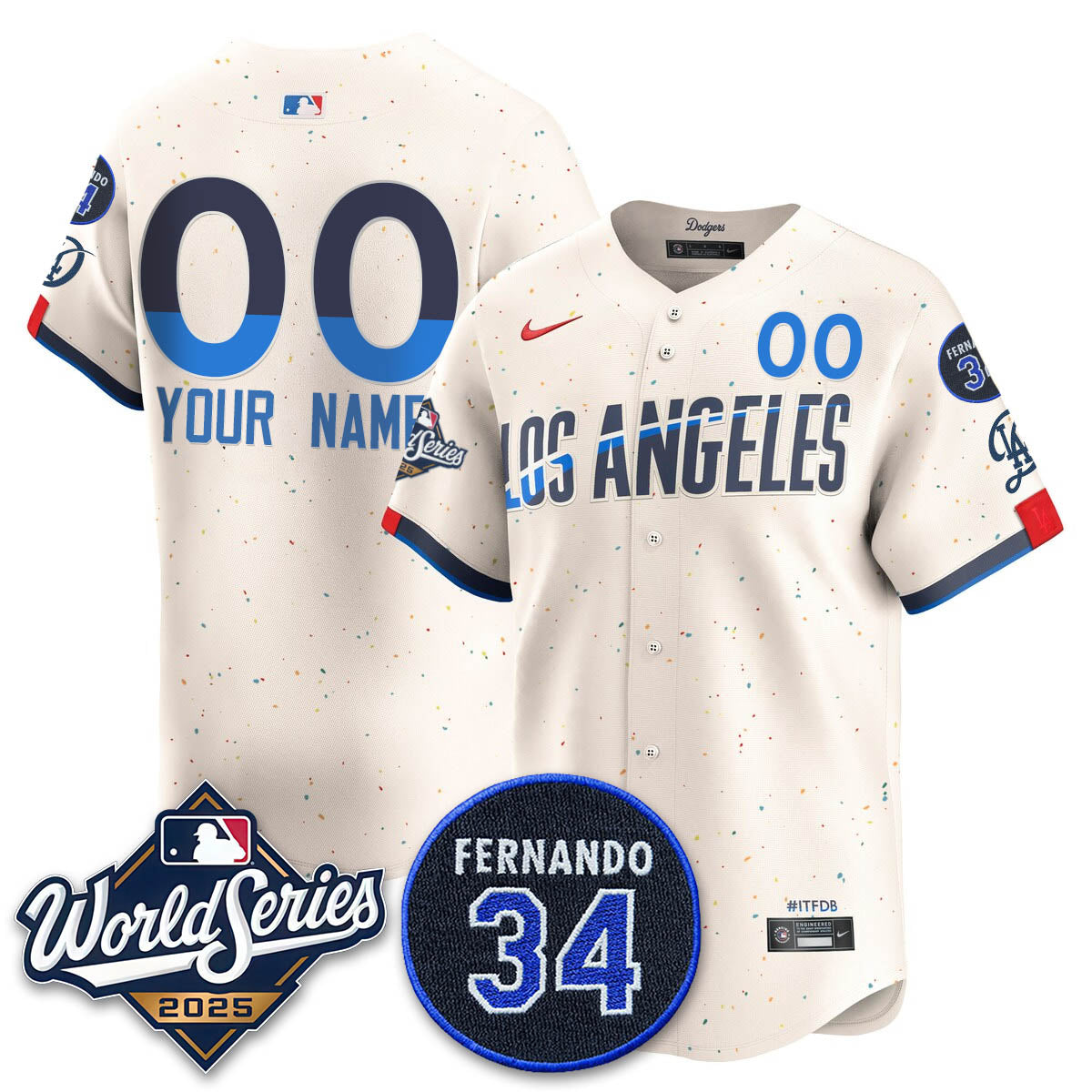 Los Angeles Dodgers 2025 National League Champions Custom Jersey - All Stitched