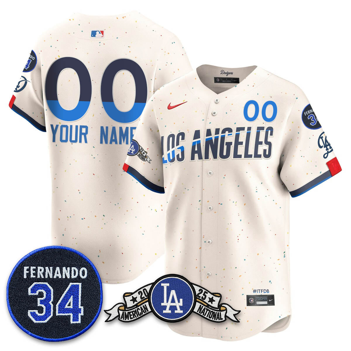 Los Angeles Dodgers 2025 National League Champions Jersey - All Stitched