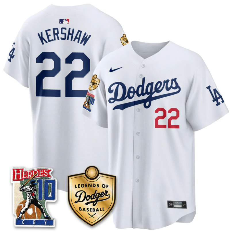 Clayton Kershaw Jersey #22 Dodgers Ron Cey Legends Of Dodgers Baseball White