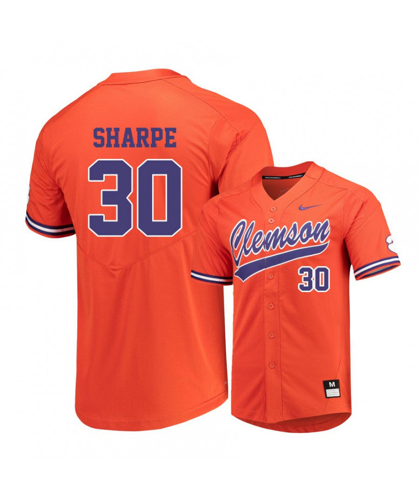 Clemson Tigers 30 Davis Sharpe Orange Elite College Baseball Jersey