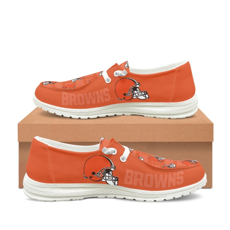 Cleveland Browns Orange Team Name Logo Canvas Sneaker Shoes For Men Women Fans