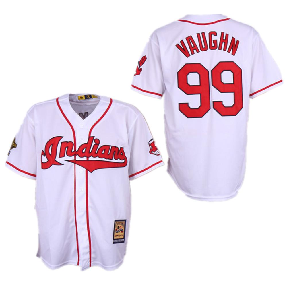 Cleveland Indians Ricky Vaughn White Throwback Jersey