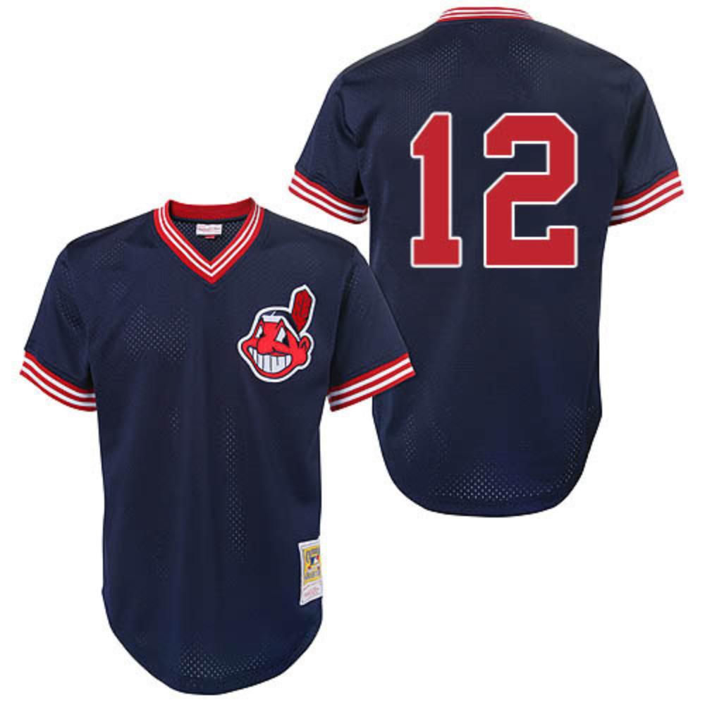 Cleveland Indians Roberto Alomar Navy Throwback Mesh Pullover Jersey