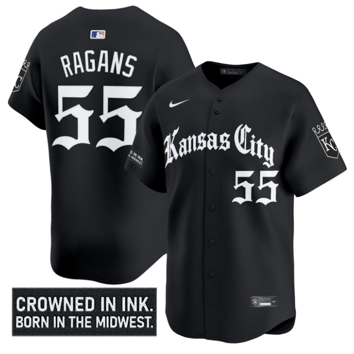 Cole Ragans Jersey #55 Kansas City Royals Gothic Crown Edition Vapor Stitched Black