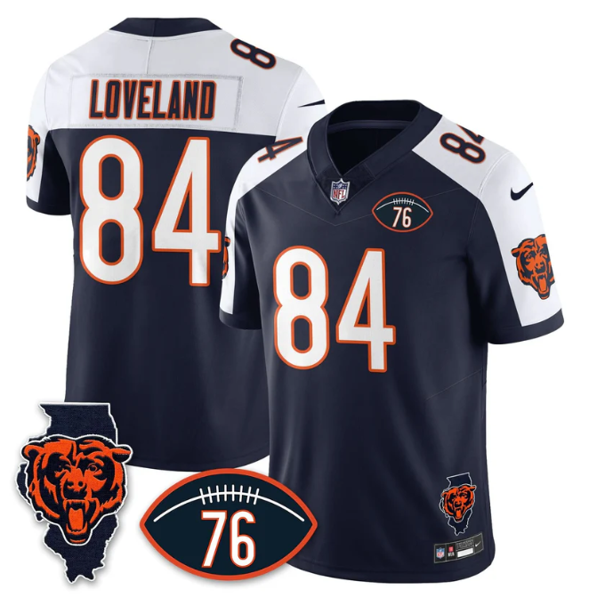 Colston Loveland Jersey #84 Honor Steve McMichael All Stitched Navy Alter