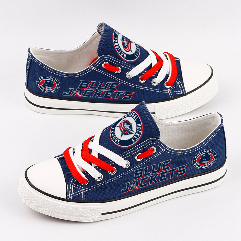 Columbus Blue Jackets Low Top Canvas Sport Sneakers Shoes For Men Women Fans