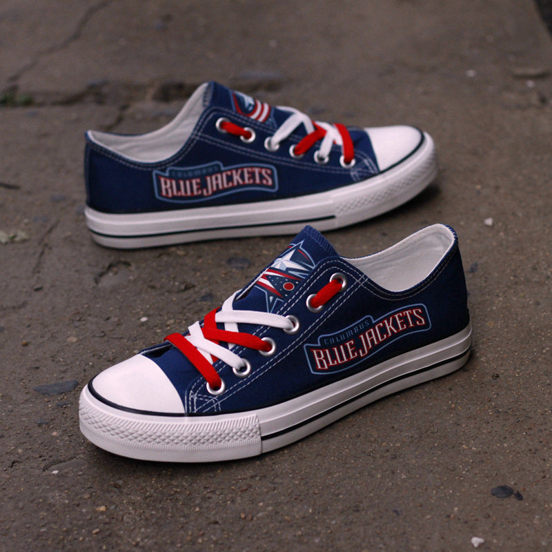 Columbus Blue Jackets Low Top Canvas Sport Sneakers Shoes For Men Women Fans