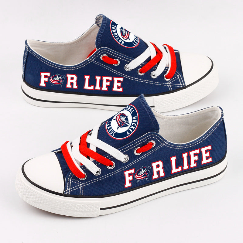 Columbus Blue Jackets Low Top Canvas Sport Sneakers Shoes For Men Women Fans