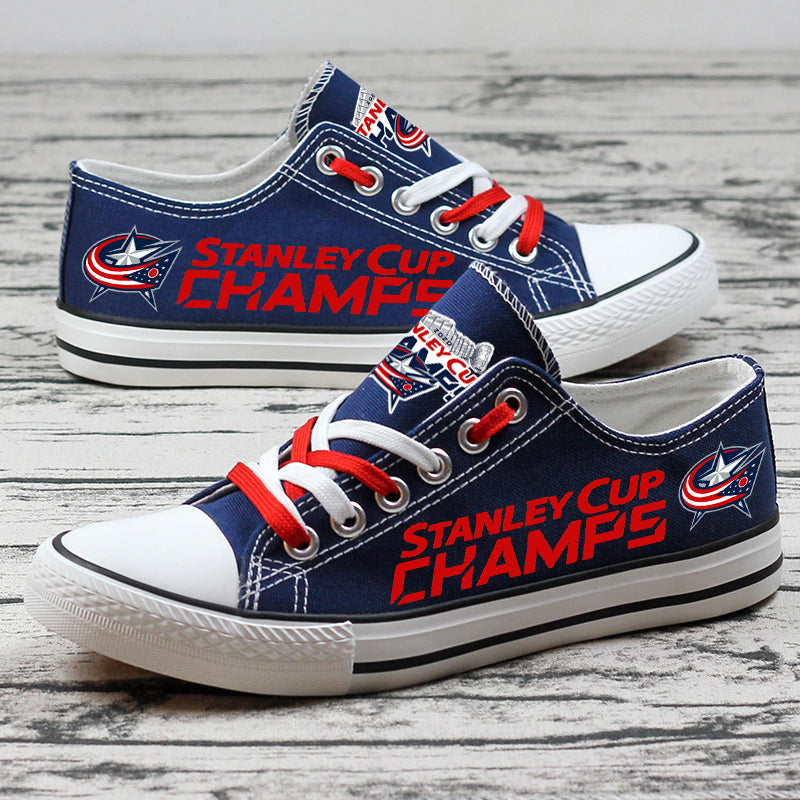 Columbus Blue Jackets Low Top Canvas Sport Sneakers Shoes For Men Women Fans