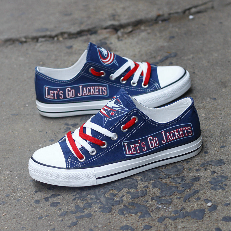 Columbus Blue Jackets Low Top Canvas Sport Sneakers Shoes For Men Women Fans