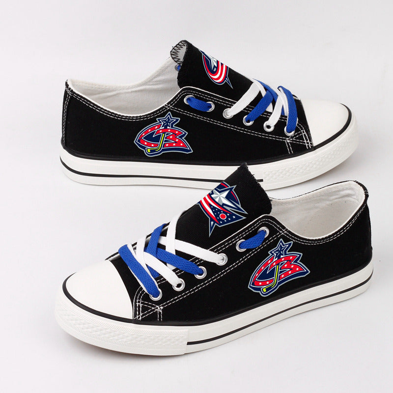 Columbus Blue Jackets Low Top Canvas Sport Sneakers Shoes For Men Women Fans