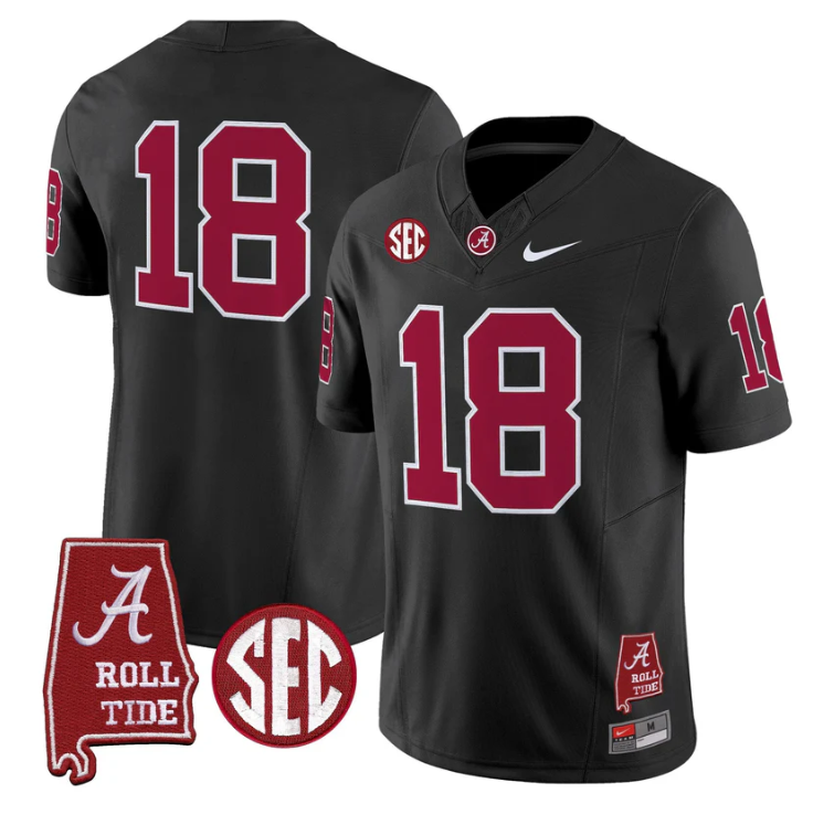 Crimson Jersey #18 Alabama Crimson Tide Throwback Map Stitched