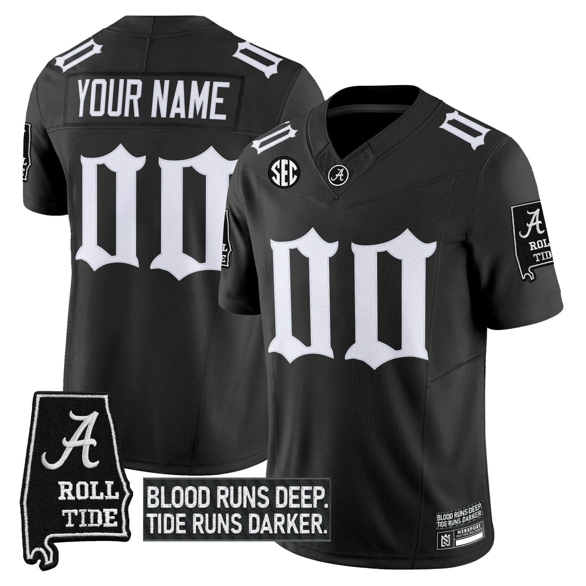 Custom Alabama Crimson Tide Jersey Gothic Bama Blood Edition Stitched Black