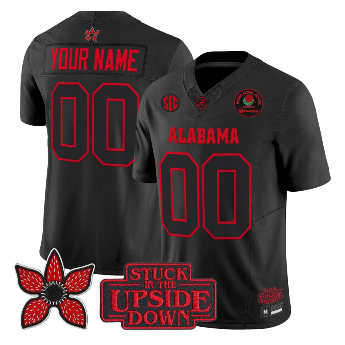 Custom Alabama Crimson Tide Jersey Stranger Things 2025 Rose Bowl Stitched
