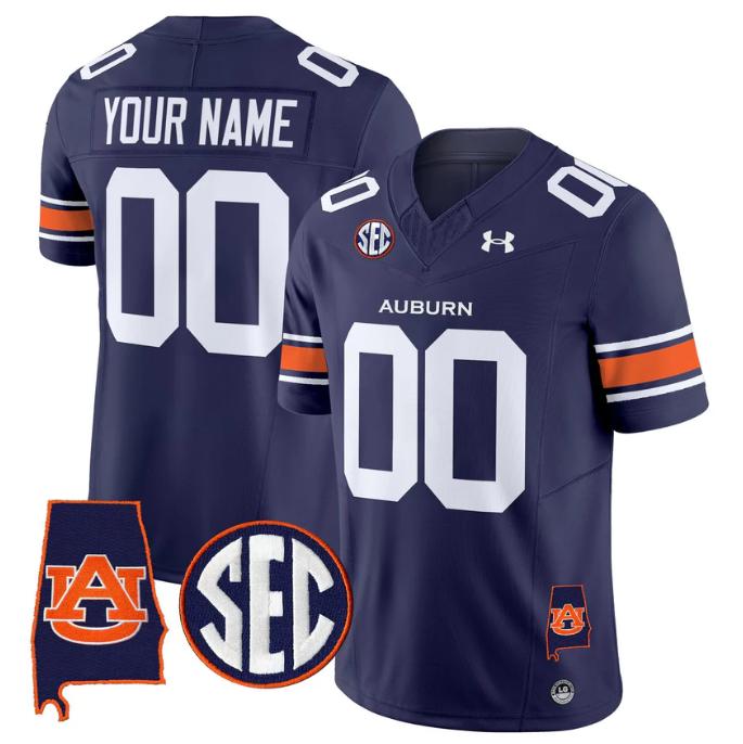 Custom Auburn Tigers Jersey Name, Number 2025 Alabama Patch Stitched Navy