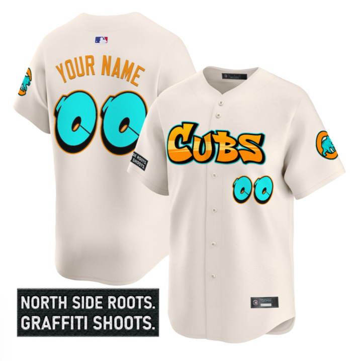 Custom Chicago Cubs Jersey Graffiti North Side Edition Stitched Cream