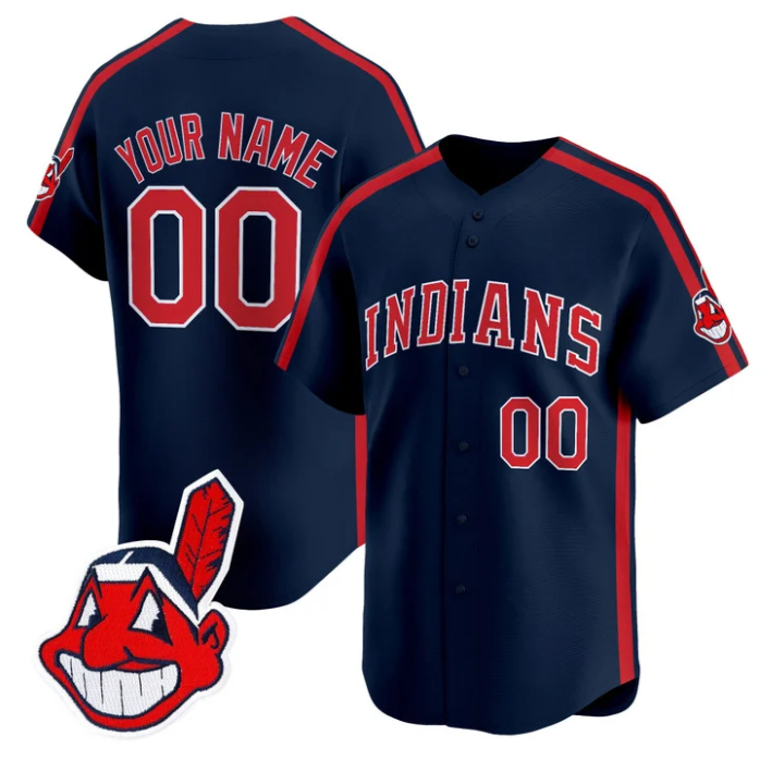 Custom Cleveland Indians Jersey Ricky Wild Thing Vaughn Stitched Navy