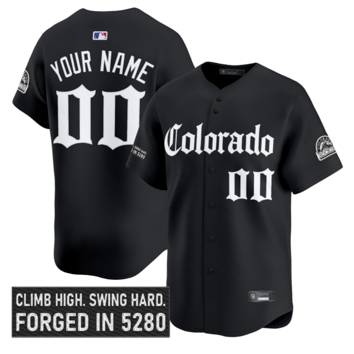 Custom Colorado Rockies Jersey Gothic Mile High Shadows Edition Stitched Black