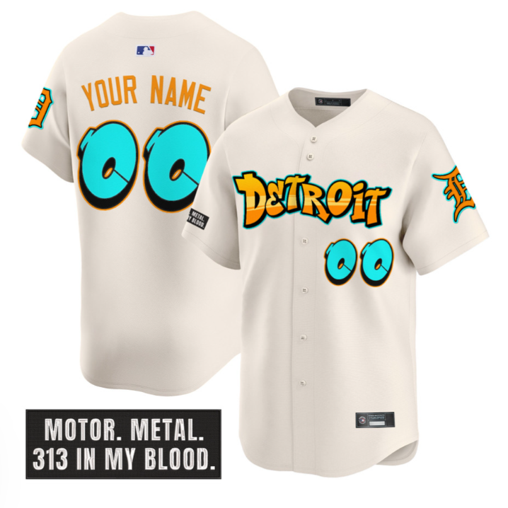 Custom Detroit Tigers Jersey Graffiti Motor City Edition Stitched Cream