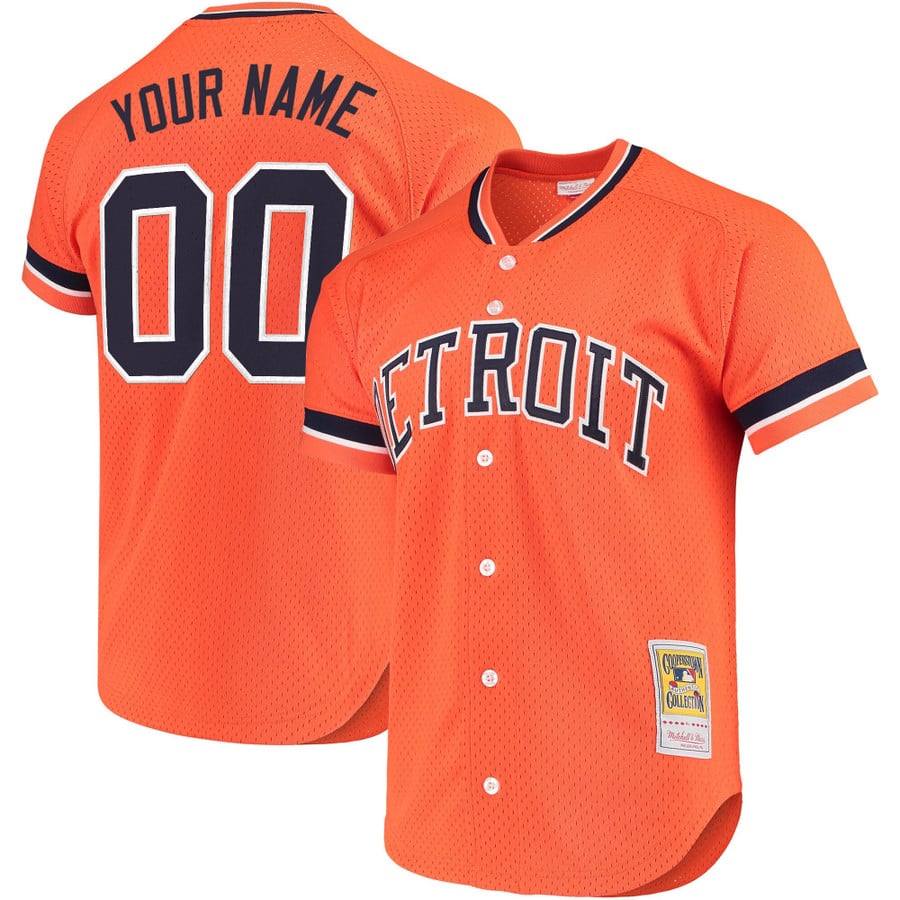 Custom Detroit Tigers Jersey Throwback Cooperstown Collection Stitched Orange
