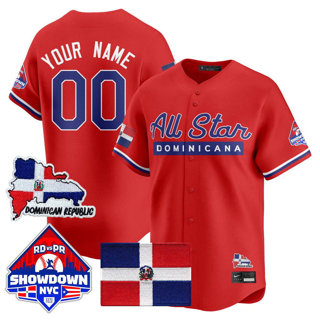 Custom Dominican Republic Jersey Baseball All-Star 2025 Stitched Red