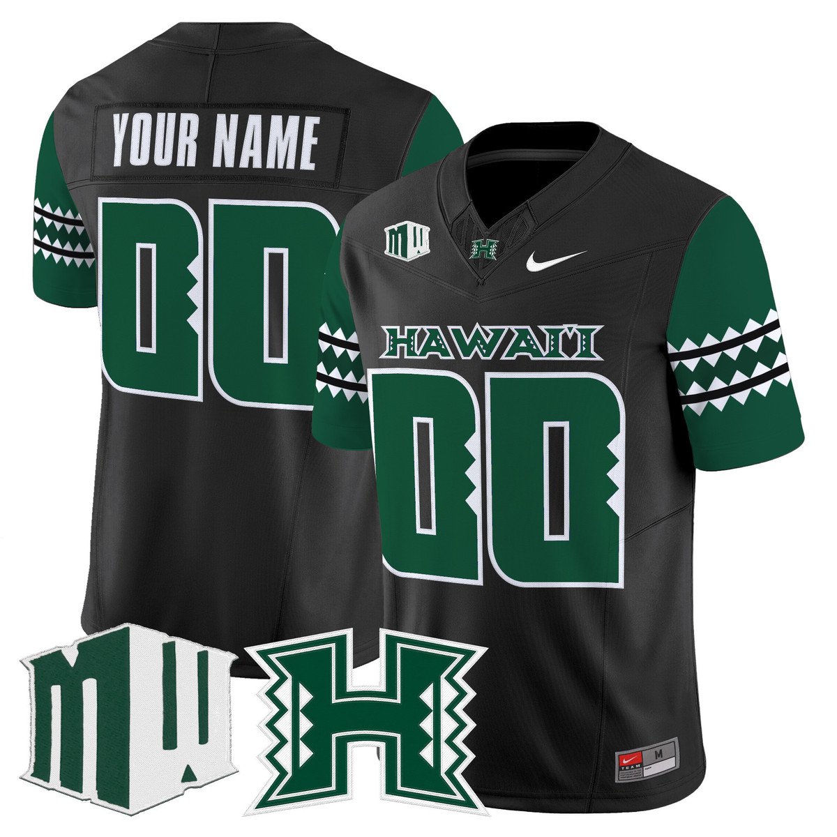 Custom Hawai'i Rainbow Warriors Jersey Name, Number 2025 Vapor Stitched Black