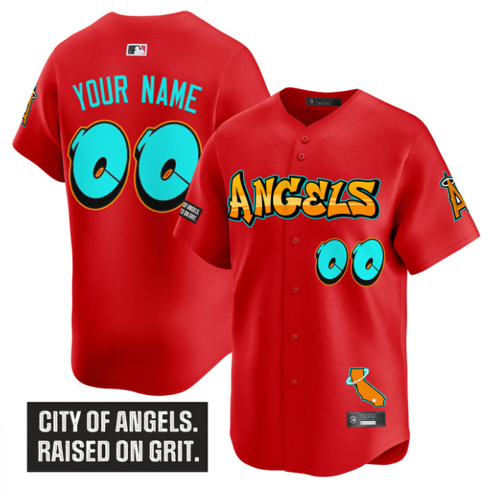 Custom Los Angeles Angels Jersey Graffiti Halo Drop Edition Stitched White