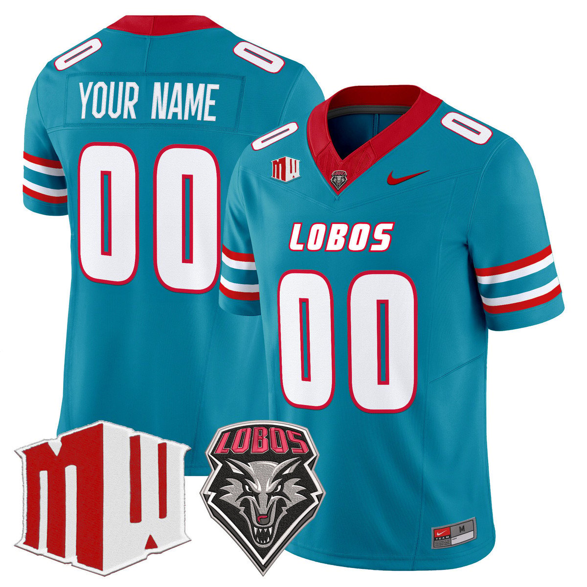 Custom New Mexico Lobos Jersey Name, Number 2025 Vapor Limited Turquoise