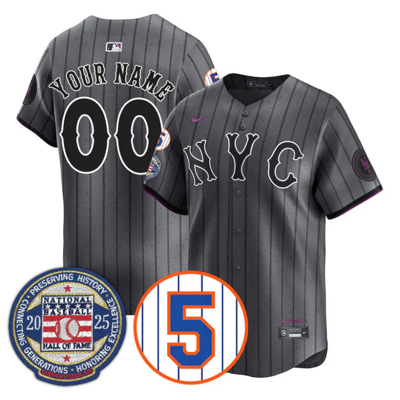Custom New York Mets Jersey Name, Number Hall of Fame Gold Stitched City Connect