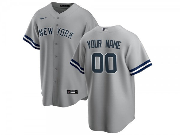 Custom New York Yankees Cool Base Jersey Gray