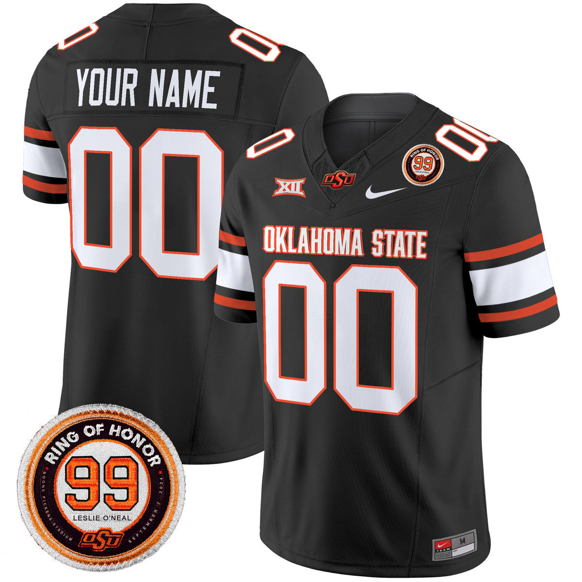 Custom Oklahoma State Cowboys Jersey 2025 Leslie O'neal Patch Stitched Black