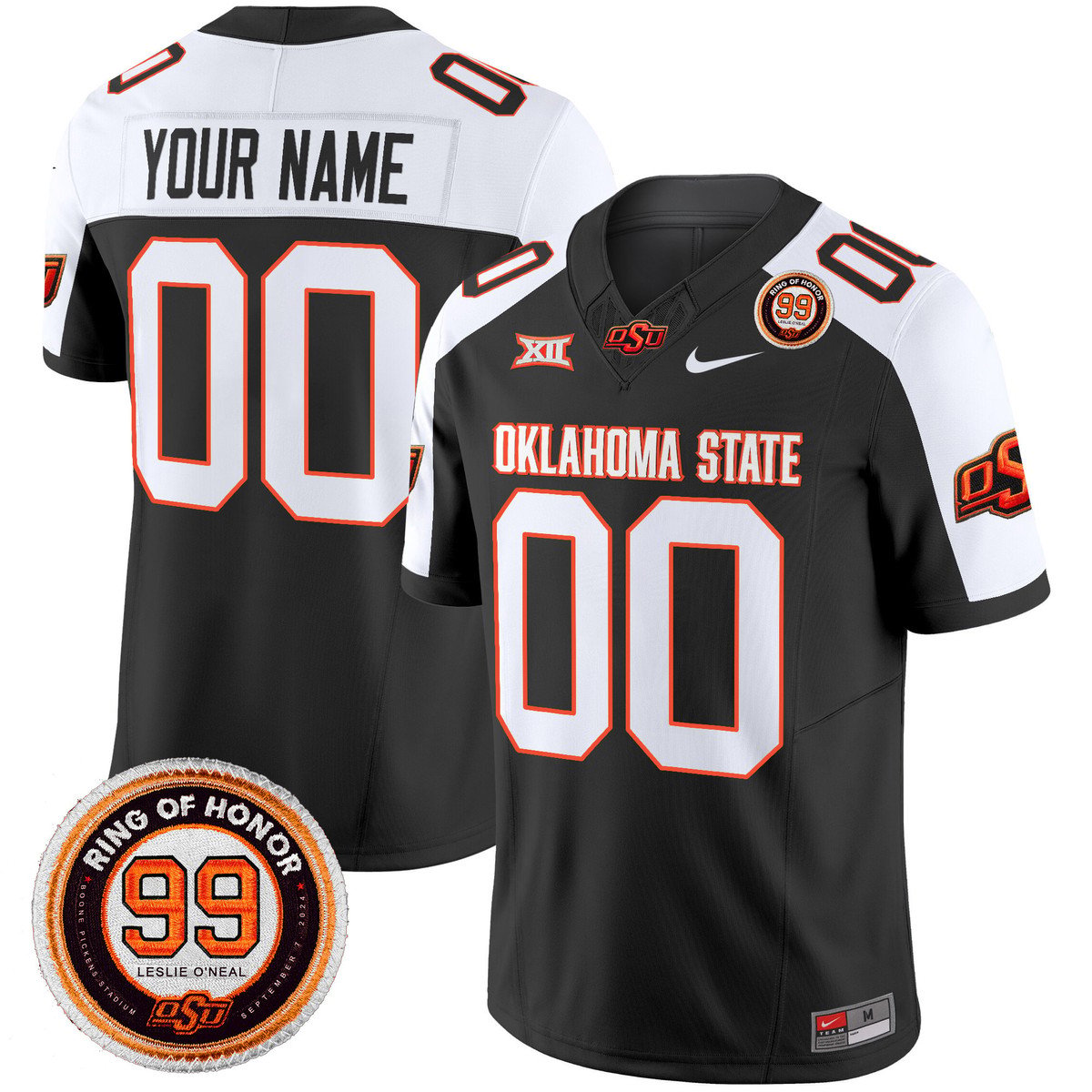 Custom Oklahoma State Cowboys Jersey 2025 Leslie O'neal Patch Black Alter