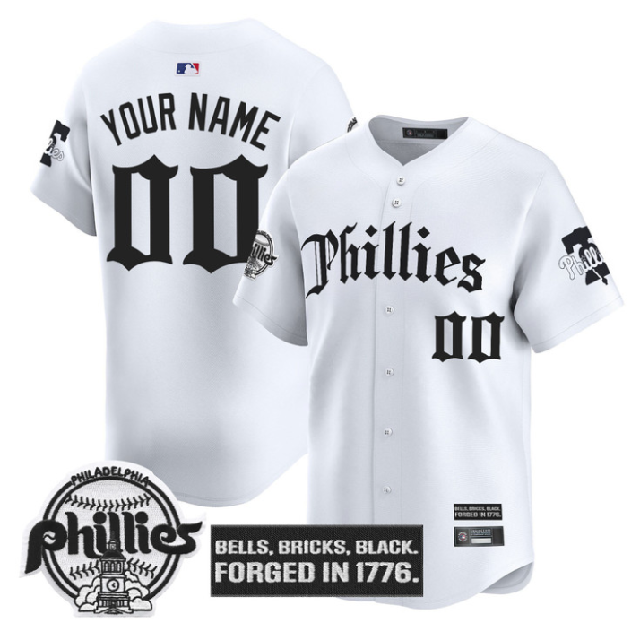 Custom Philadelphia Phillies Jersey Gothic Liberty Edition Stitched White