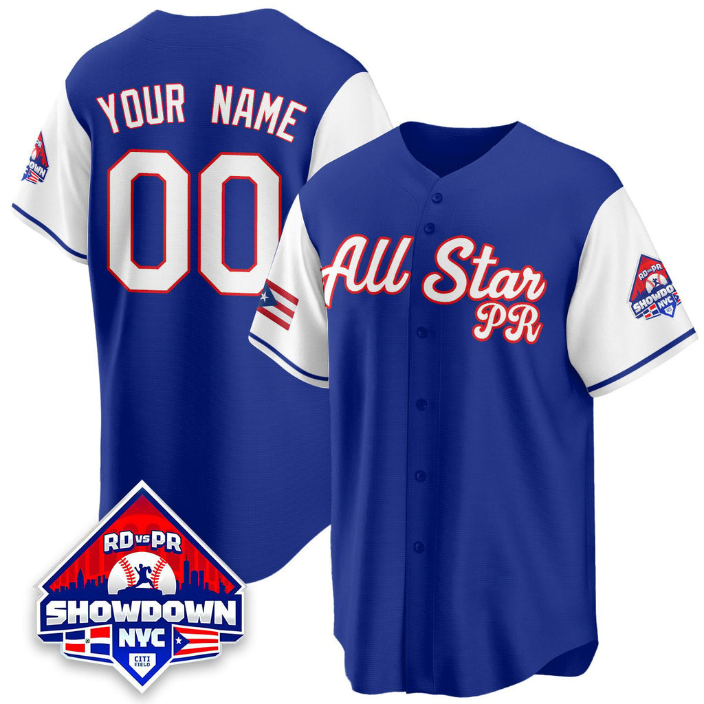 Custom Puerto Rican Jersey Name, Number Baseball All-Star 2025 White Sleeves