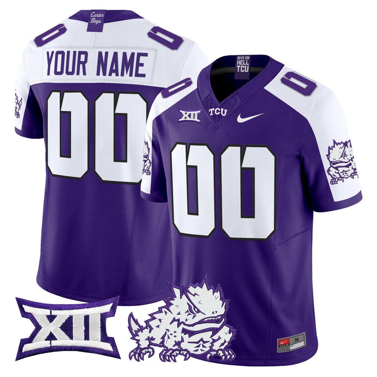 Custom TCU Horned Frogs Jersey Name, Number 2025 Vapor Limited Stitched Black