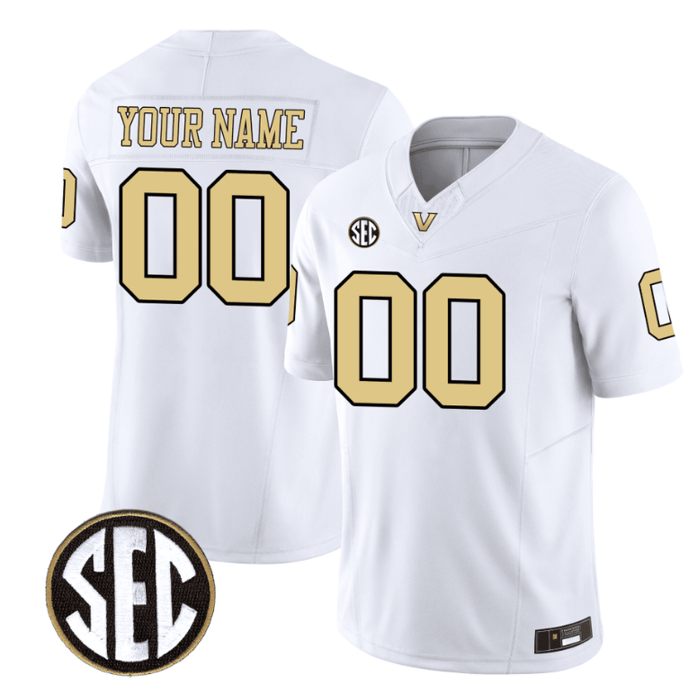 Custom Vanderbilt Commodores Jersey Name and Number College Football Stitched White